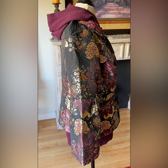 ISAAC MIZRAHI LIVE QVC Metallic Brocade Zippered Jacket Autumnal Colors Sz 14 - Picture 4 of 11